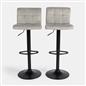 Adjustable Bar Stools x 2 Velvet Swivel Pub Seat Kitchen Breakfast Counter Chair