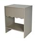 OHS Scallop Bedside Ribbed Wood Nightstand 1 Drawer Storage Unit End Table