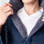 OHS Mens Dressing Gown Long Hooded Soft Flannel Fleece Sherpa Bathrobe Lounge