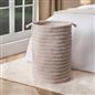 OHS Ribbed Laundry Basket Faux Fur Folding Hamper Bag Clothes Bin with Handles