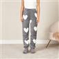 Ladies Fleece Pyjama Set Soft Sherpa Womens PJ Heart Lounge Pants Warm Nightwear