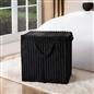 OHS Ribbed Laundry Basket with Lid Foldable Hamper Bag Washing Bin Storage