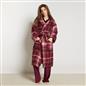 OHS Teddy Dressing Gown Tartan Check Soft Unisex Hooded Xmas Loungewear Robe