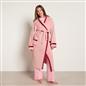 OHS Piped Edge Dressing Gown Flannel Fleece Winter Loungewear Hooded Bathrobe