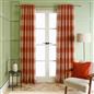 OHS Check Eyelet Curtains Pair Thermal Ring Top Textured Woven Ready Made