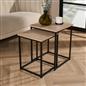 Nest of Tables Square Wood Top Modern End Side Living Room Home Decor Set of 2