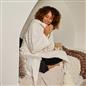 OHS Cable Knit Dressing Gown Flannel Fleece Winter Loungewear Hooded Bathrobe