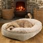 Dog Bed Washable Plush Soft Faux Fur Fleece Ribbed Pet Basket Cushion Warm Cosy