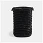 OHS Ribbed Laundry Basket Faux Fur Folding Hamper Bag Clothes Bin with Handles
