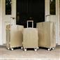 OHS Metallic Effect Suitcase Set 3-Piece Hard Shell Luggage 4 Wheel ABS
