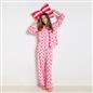 OHS Bows Pyjama Set Womens Jersey Button Through Soft Nightwear Loungewear