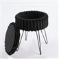 OHS Faux Fur Stool Hairpin Ribbed Fleece Round Vanity Seat Foot Rest Chair