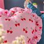 OHS Heart Scatter Cushion Cherry Print Frill Microfibre Decorative Throw Pillow