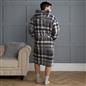 OHS Teddy Dressing Gown Tartan Check Soft Unisex Hooded Xmas Loungewear Robe