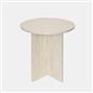 OHS Round Travertine Effect Side Table Engineered Wood Living Room Bedroom Decor