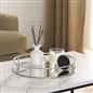 OHS Mirrored Serving Tray with Metal Frame Tealight Holder Vanity Display Plate