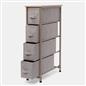 Narrow 4 Drawer Storage Cabinet Bedside Table Unit Clothes Home Fabric Organiser
