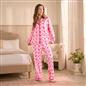 OHS Bows Pyjama Set Womens Jersey Button Through Soft Nightwear Loungewear