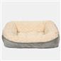 Dog Bed Washable Plush Soft Faux Fur Fleece Ribbed Pet Basket Cushion Warm Cosy