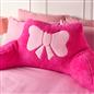 OHS Embroidered Bow Cuddle Cushion Teddy Fleece Reading Pillow with Arms