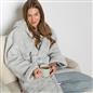 OHS Braided Fleece Dressing Gown Robe Womens Supersoft Hooded PJ Loungewear