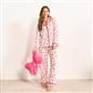 OHS Bows Pyjama Set Womens Jersey Button Through Soft Nightwear Loungewear