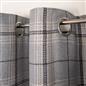 OHS Check Eyelet Curtains Pair Thermal Ring Top Textured Woven Ready Made