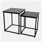 Nest of Tables Square Wood Top Modern End Side Living Room Home Decor Set of 2