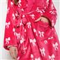 OHS Bows Dressing Gown Flannel Winter Sherpa Lined Loungewear Hooded Bathrobe
