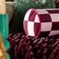 OHS Checkerboard Print Bolster Pillow Piped Matte Velvet Back Support Cushion