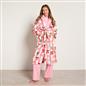 OHS Stripe Dressing Gown Flannel Fleece Robe Thermal Bathrobe Sherpa Lined