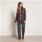 OHS Matte Velvet Pyjama Set Festive Piped Button Through Nightwear PJs