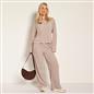 OHS Matte Velvet Loungewear Co-Ord Set Stripe Print Button Through Nightwear
