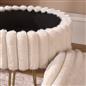 OHS Faux Fur Stool Hairpin Ribbed Fleece Round Vanity Seat Foot Rest Chair