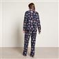 OHS Matte Velvet Pyjama Set Festive Piped Button Through Nightwear PJs