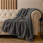 OHS Waffle Throw Bed Blanket Faux Fur Supersoft Warm Fleece Cosy Plush