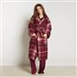 OHS Teddy Dressing Gown Tartan Check Soft Unisex Hooded Xmas Loungewear Robe