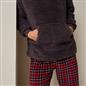 OHS Mens Pyjama Set Teddy Fleece Plain Hoodie Check WInter Thermal Loungewear