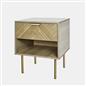 OHS Chevron Bedside Nightstand 1 Drawer Storage Unit Wooden End Table