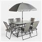 OHS 8 Piece Patio Set Foldable Table Chairs Parasol Outdoor Garden Furniture