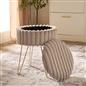 OHS Faux Fur Stool Hairpin Ribbed Fleece Round Vanity Seat Foot Rest Chair