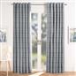 OHS Check Eyelet Curtains Pair Thermal Ring Top Textured Woven Ready Made