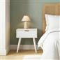 OHS Ribbed Bedside Nightstand 1 Drawer Storage Unit Wooden End Table