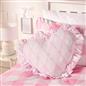OHS Heart Scatter Cushion Bow Lattice Frill Microfibre Decorative Throw Pillow