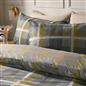 OHS Denim Check Duvet Cover with Pillowcase Tartan Bedding Set Ochre Grey