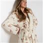 OHS Bows Dressing Gown Flannel Winter Sherpa Lined Loungewear Hooded Bathrobe