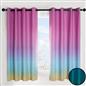Ombre Eyelet Blackout Kids Curtains Pair of Ring Top Rainbow Ready Made Panels