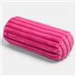 OHS Ribbed Round Bolster Pillow Faux Fur Filled Cushion Soft Neck Roll