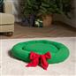 OHS Christmas Pet Bed Novelty Bow Wreath Round Calming Cushion for Dog Cat
