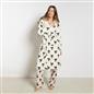 OHS Bows Dressing Gown Flannel Winter Sherpa Lined Loungewear Hooded Bathrobe